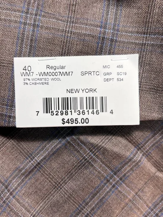 NWT WALTER MORTON 40R Plaid Brown/Blue/Black 2 Btn 97%Wool/3%Cashmere Blazer - Picture 7 of 9